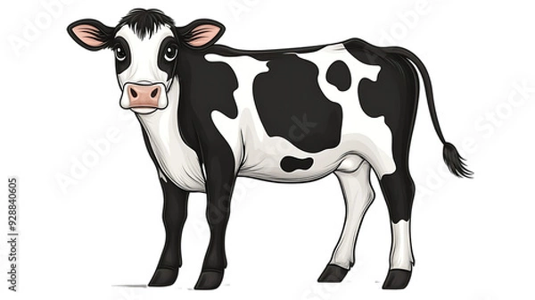 Obraz Cow cartoon vector illustration on transparent background
