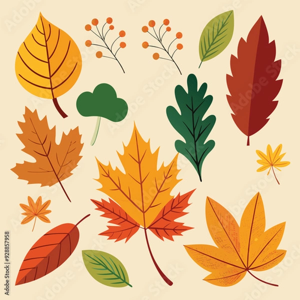 Fototapeta Autumn leaf leaves vector set element illustration vector.