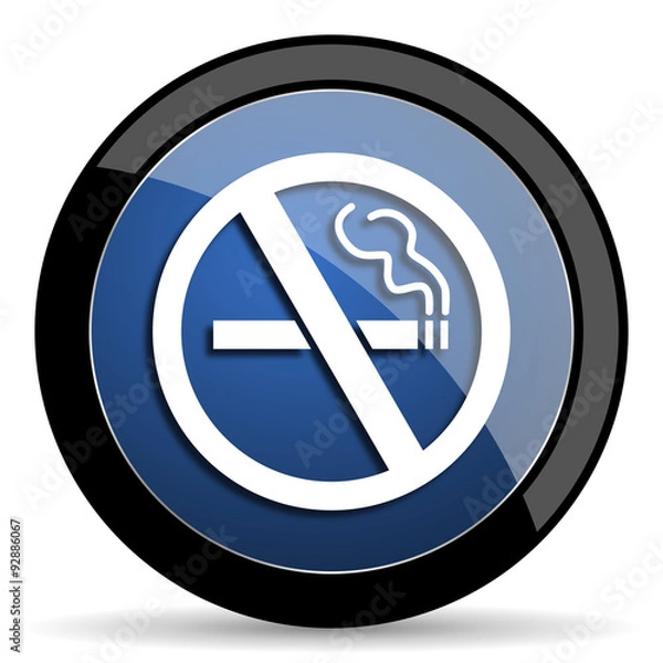 Fototapeta no smoking blue circle glossy web icon on white background, round button for internet and mobile app