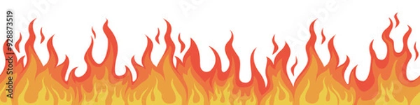 Fototapeta Seamless fire and flames border