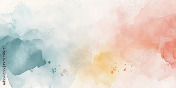 Fototapeta Imagine a soft watercolor background blending calming hues of blue, orange, and yellow, creating a stylish canvas for your text or artwork to effectively grab attention and stand out