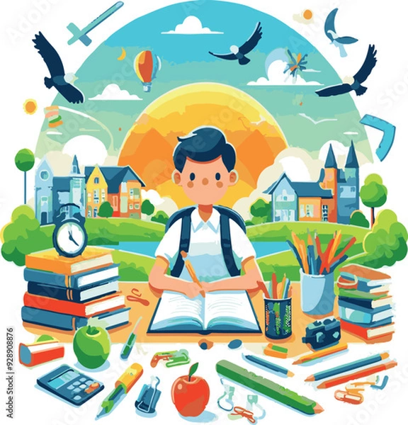 Fototapeta Back to school Vector illustration