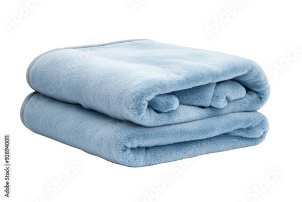 Fototapeta Cozy blue blanket folded neatly, perfect for adding warmth and style to any room or outdoor setting.