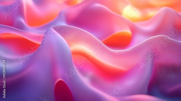 Fototapeta Highly detailed image of multicolored satin fabric undulating, suggesting smoothness and elegance