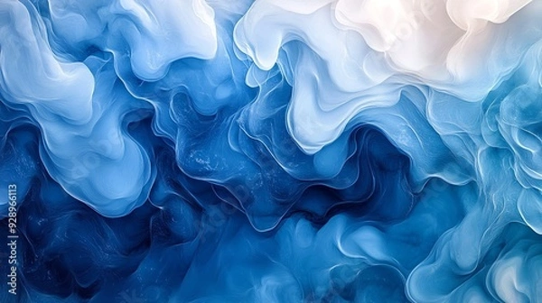 Fototapeta Contemporary Ocean Waves: Fluid Forms in Abstract Ink Art