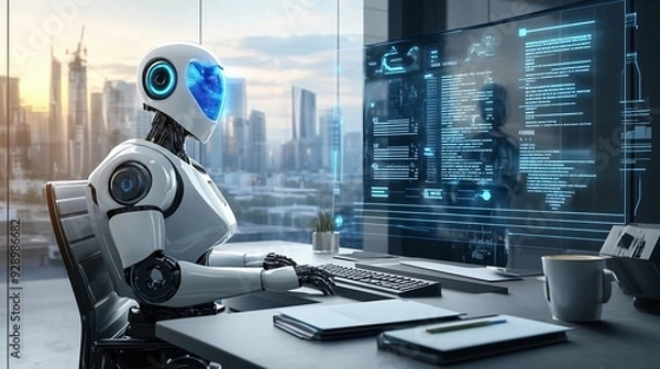 Fototapeta Ai robot working