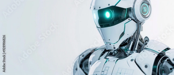 Obraz Futuristic robot, holographic blueprint, advanced engineering, hightech lab