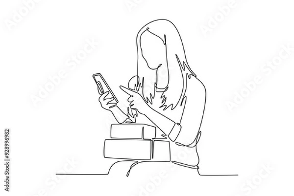 Fototapeta Starting a Business concept. Single line draw design vector graphic illustration.