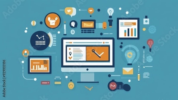 Fototapeta Educational tech: e-learning for business skill enhancement