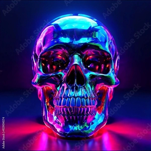 Obraz Holographic Skull with Neon Glow