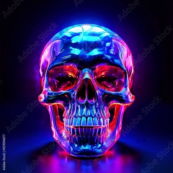 Obraz Holographic Skull with Neon Glow