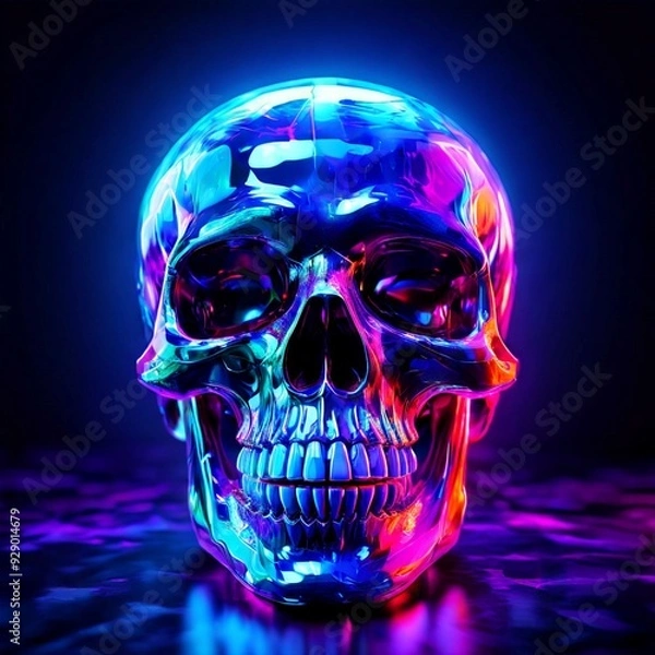 Obraz Holographic Skull with Neon Glow
