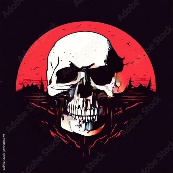 Obraz Minimalist Skull with Fine Line Art