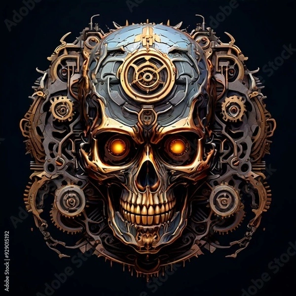 Obraz Steampunk Skull with Mechanical Details