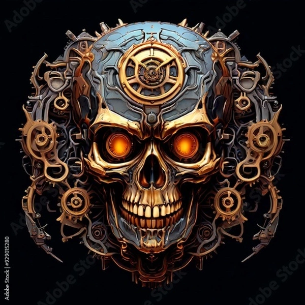 Obraz Steampunk Skull with Mechanical Details