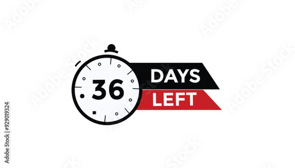 Fototapeta 36 days left Countdown number banner templates. time icon. Vector Illustration 

