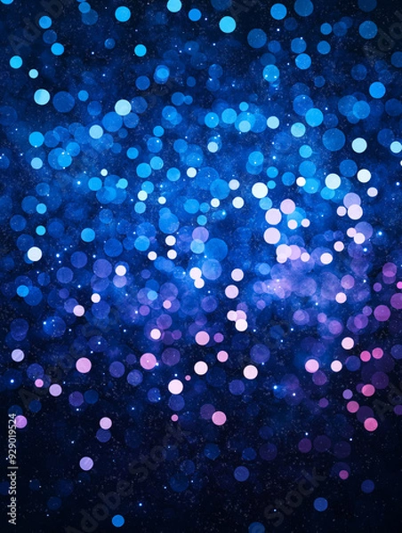 Fototapeta A blue background with many small blue and purple dots
