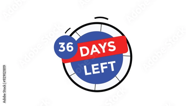 Fototapeta 36 days left Countdown number banner templates. time icon. Vector Illustration 
