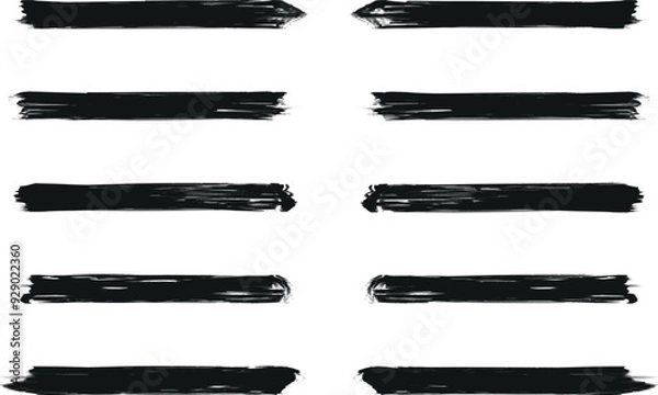 Fototapeta Hand drawn custom grunge brushes with rough edges, Collection of vector art brushes