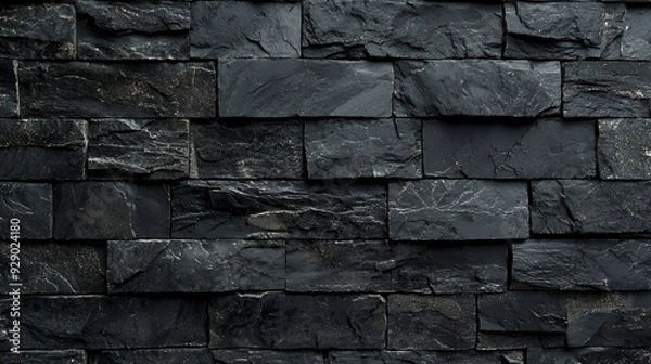 Fototapeta Black stone wall texture background.