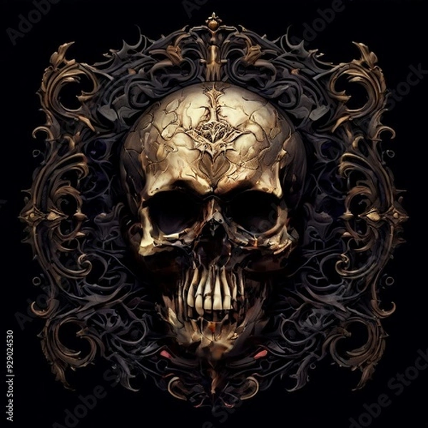 Obraz Gothic Skull with Victorian Elements