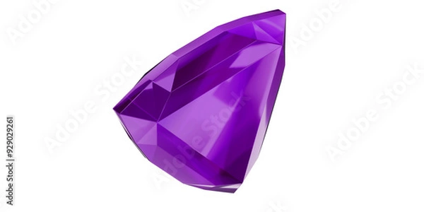 Obraz Amethyst Gem on transparent background, purple gemstone diamond isolated.