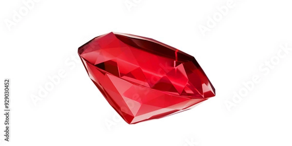 Obraz Ruby Gem on transparent background, red gemstone diamond isolated.