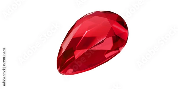 Obraz Ruby Gem on transparent background, red gemstone diamond isolated.