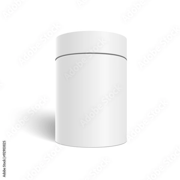 Fototapeta White 3D Vector Cylinder Isolated on White Background. Tea Cofee