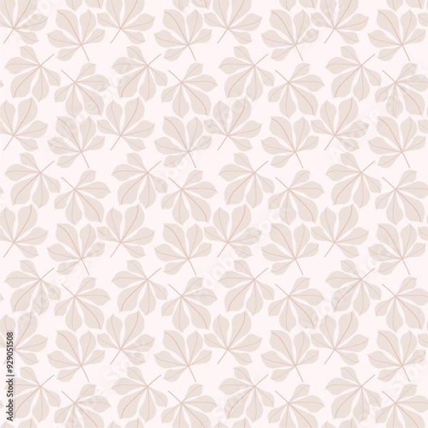 Fototapeta Seamless print pattern wallpaper background with leaves vector illustration botanic nature texture for paper, textile etc