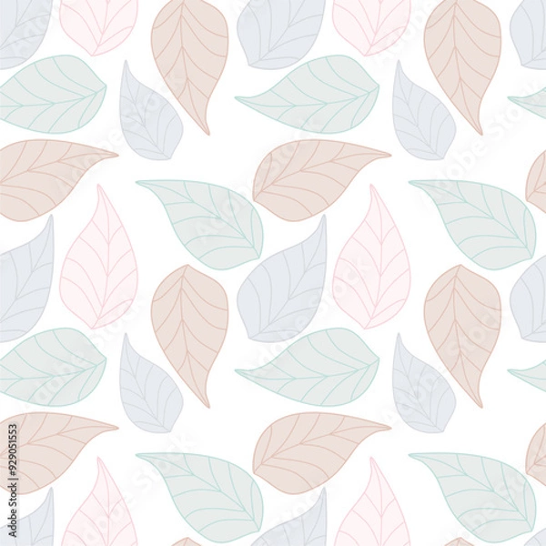 Obraz Seamless print pattern wallpaper background with leaves vector illustration botanic nature texture for paper, textile etc