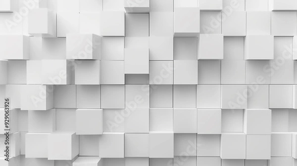 Fototapeta illustration mosaic white cube boxes block wallpaper random texture background