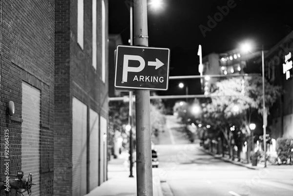 Obraz Parking sign at night
