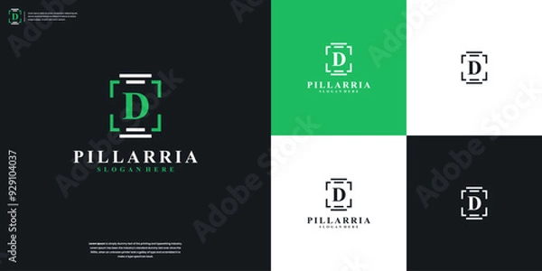 Obraz Pillar Logo Template. Letters D and pillar with minimalist style logo design.