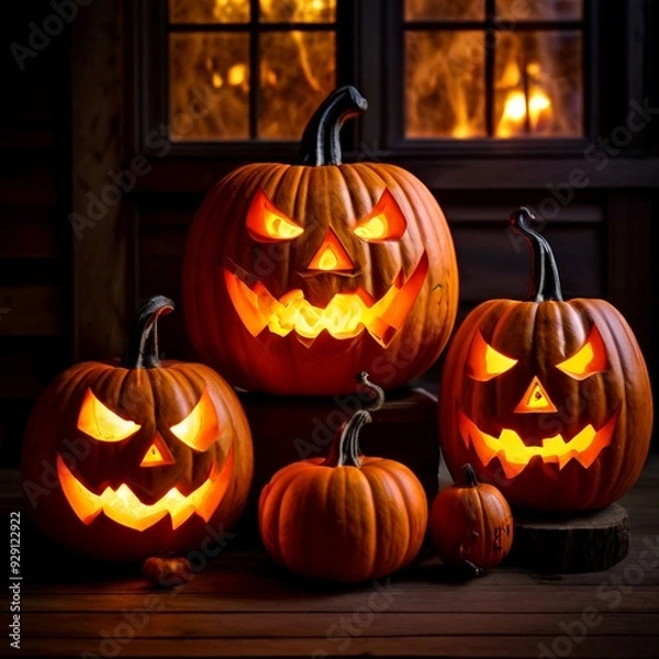 Obraz Jack-o'-Lanterns on a Porch