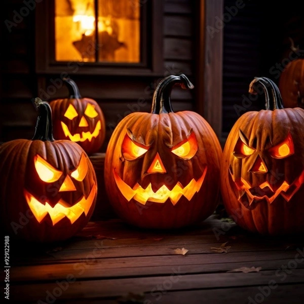 Obraz Jack-o'-Lanterns on a Porch