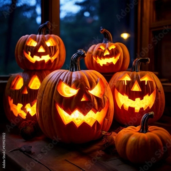 Obraz Jack-o'-Lanterns on a Porch