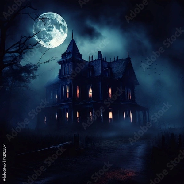 Obraz Spooky Haunted House at Night