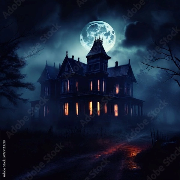 Obraz Spooky Haunted House at Night