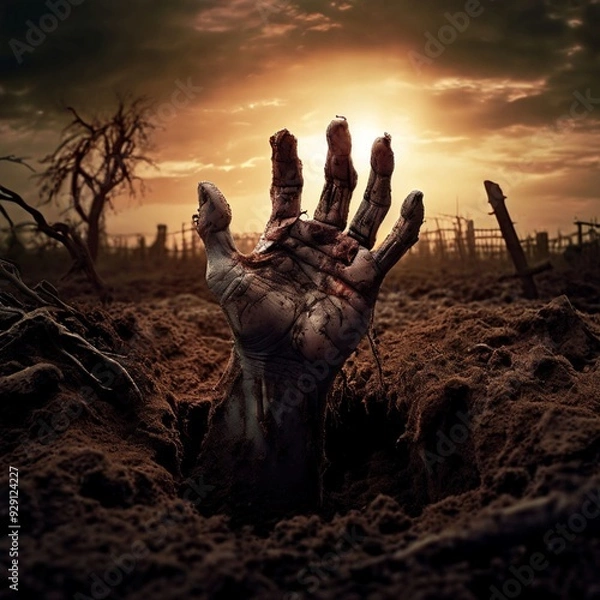 Obraz Zombie Hand Emerging from the Ground