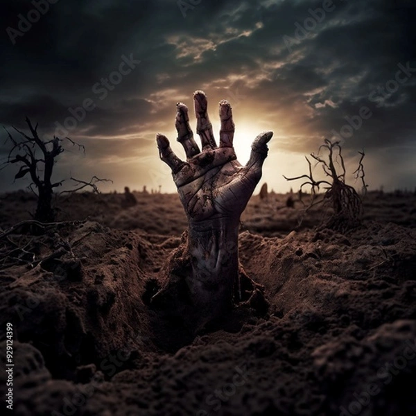 Obraz Zombie Hand Emerging from the Ground