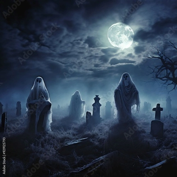 Obraz Ghosts Floating in a Graveyard