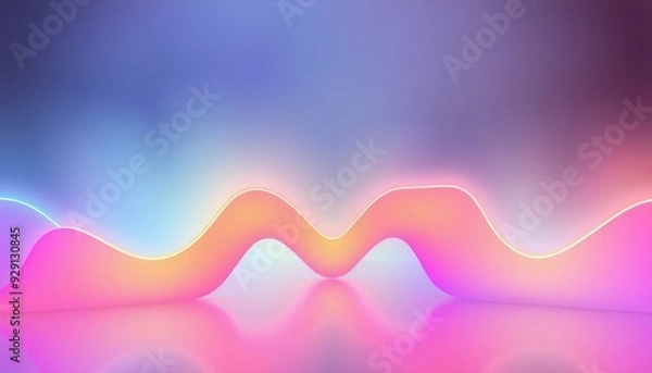 Fototapeta Gradient neon shapes converge in the center their bright vivid colors standing out against a delicate diffused background enhancing their vibrant contrast