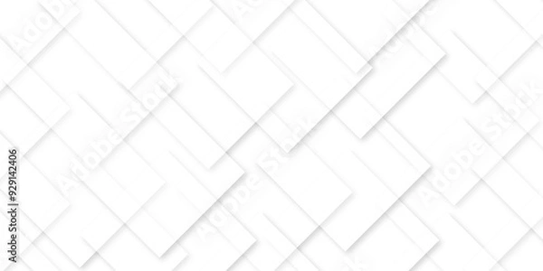 Fototapeta White tiles floor tiles vector design abstract 3d layres box