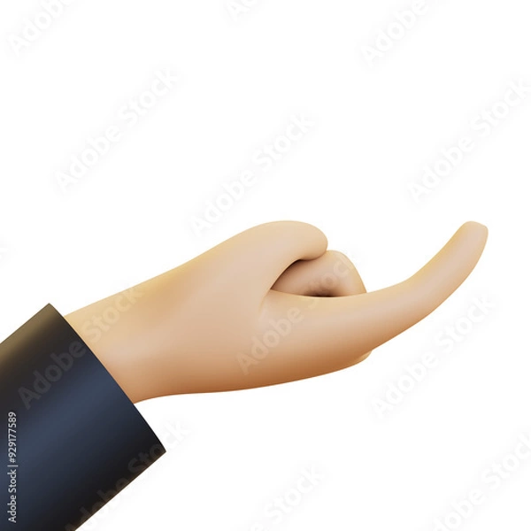 Fototapeta 3D render of a hand making a beckoning gesture with the index finger slightly curved. Ideal for concepts related to calling, inviting, or requesting attention. Modern and clean 3D illustration.