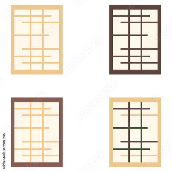 Fototapeta イラスト素材　障子　和室　伝統　アジア　ベクター