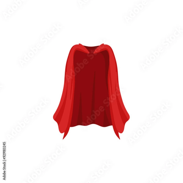 Fototapeta Cloak shoulders covering, isolated set of clothing in realistic design. Costume or suit outfit. Red manteau, cape or mantle part of apparel. Vector superhero costume, rescue coat of satin