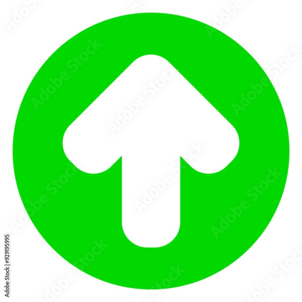 Obraz white arrow up direction on green circle png format