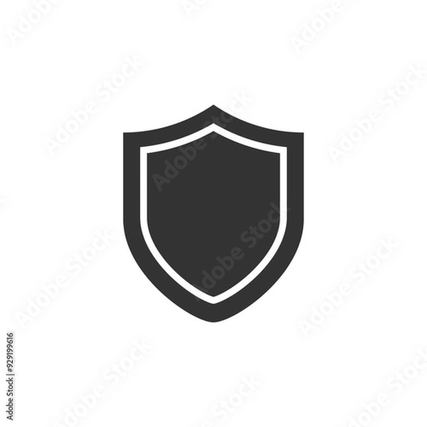 Obraz Badge shield security silhouette black sign isolated on white background. Vector icon in flat style.