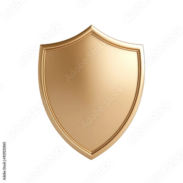 Obraz A gold shield symbol representing protection, security, and strength in a minimalistic design, ideal for branding or graphic use. transparent background